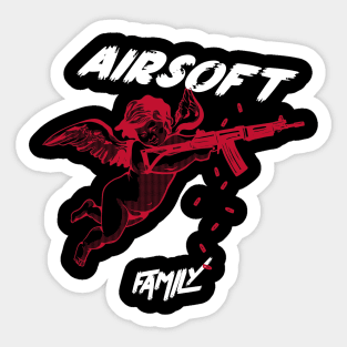 Airsoft Family - Angel with machine gun Sticker